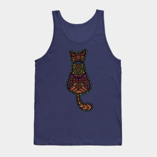 Mandala Cat mute rainbow colours Tank Top